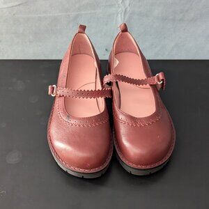 USED GAP Maroon Red Leather Children's Mary Jane shoes w/ Rubber Sole US1/EU31